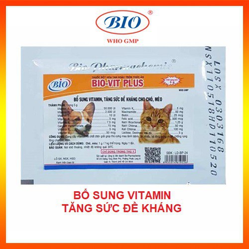 Bột Bổ Sung Vitamin, Tăng Đề Kháng Cho Chó Mèo Bio Vit Plus 5g