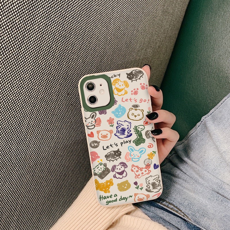 Ốp điện thoại các loài vật dễ thương ốp lưng iphone cạnh vuông 13 12/11/Max XS MAX/6 7 8 Plus