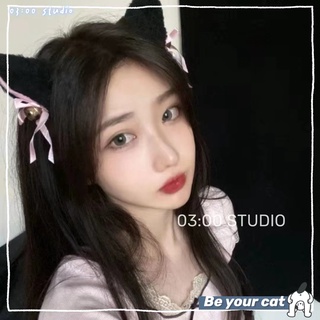 Băng đô hình tai mèo dễ thương Kẹp nơ-đen+trắng--Có thể kết hợp với bất kì váy ngủ nào của shop