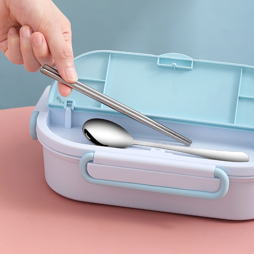 【4/5 Grid】Hộp cơm giữ nhiệt văn phòng Inox 316 tặng kèm bộ thìa đũa inox, 4/5 ngăn chống tràn, chịu nhiệt lò vi sóng hộp cơm trưa đi học Lunch Box