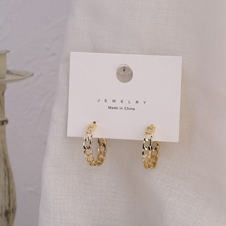 (NEW TREND) Bông tai khoen tròn dạng xoắn cá tính dành cho nữ màu vàng