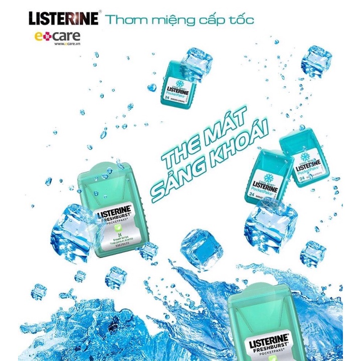 Xịt/ Miếng Ngậm Thơm Miệng Listerine Pocketpaks Vĩ 3 Hộp 72 Miếng