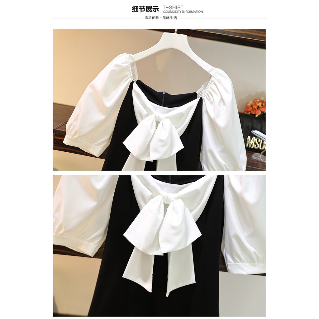 🌸Hàng Order🌸 Váy Bigsize Thắt Nơ Ngực Phối Trắng Đen Nữ Tính Cổ Điển 🌸Hàng Quảng Châu | BigBuy360 - bigbuy360.vn