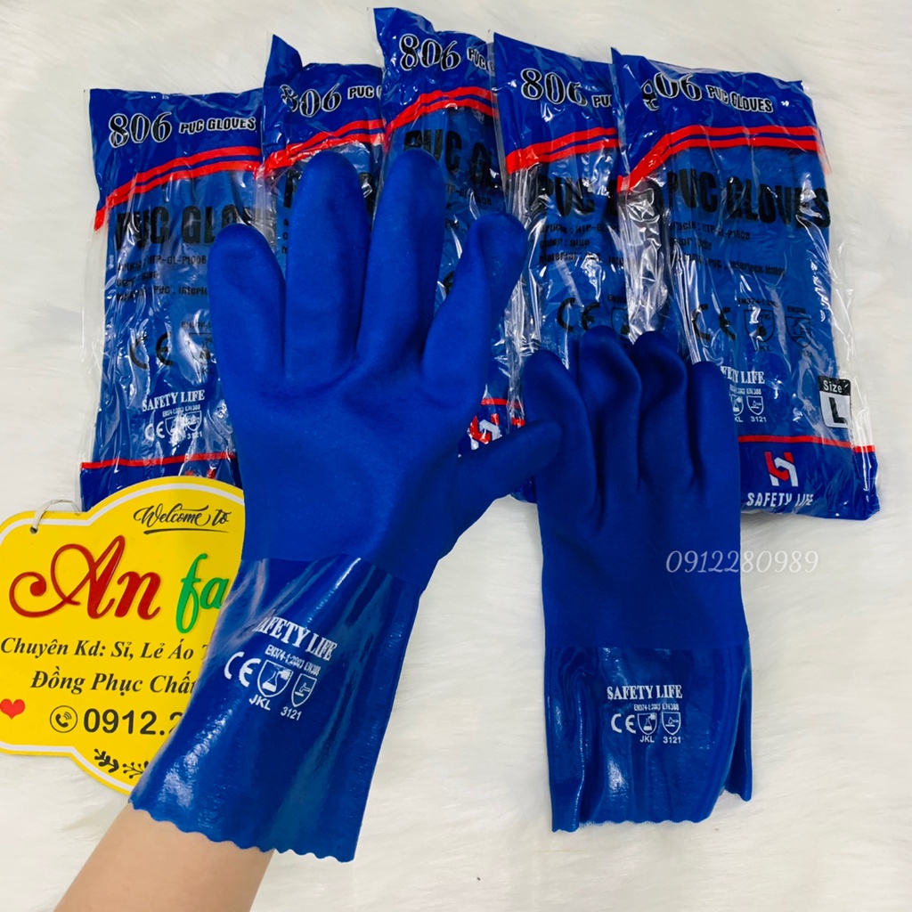 Găng tay Glove 806 chống dầu, chống hóa chất, chống trơn trượt ngành cơ khí Safety _ Hình chụp thật