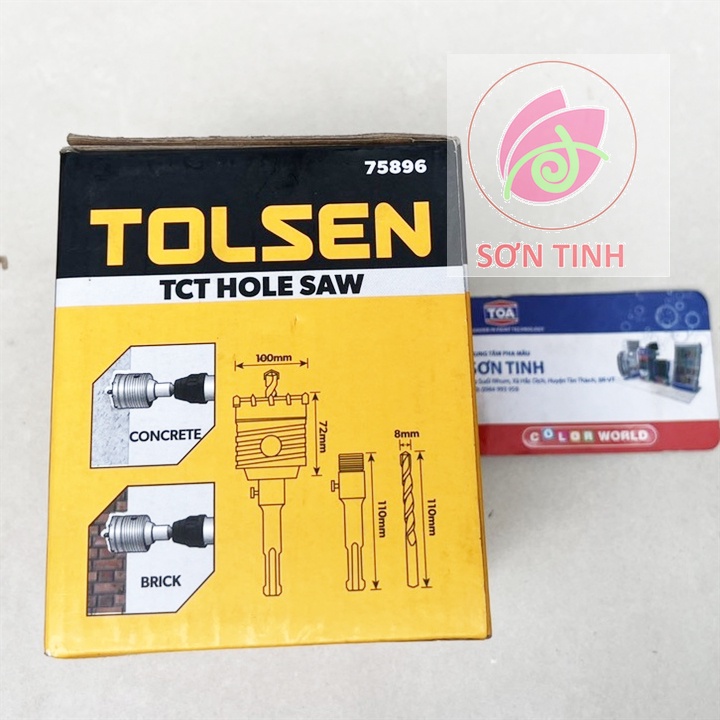 TOLSEN Mũi khoan lỗ khoét lỗ tường bê tông 100mm Hole Saw 75896