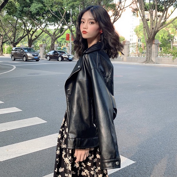 (Có sẵn) Áo khoác da trơn nữ Quảng Châu