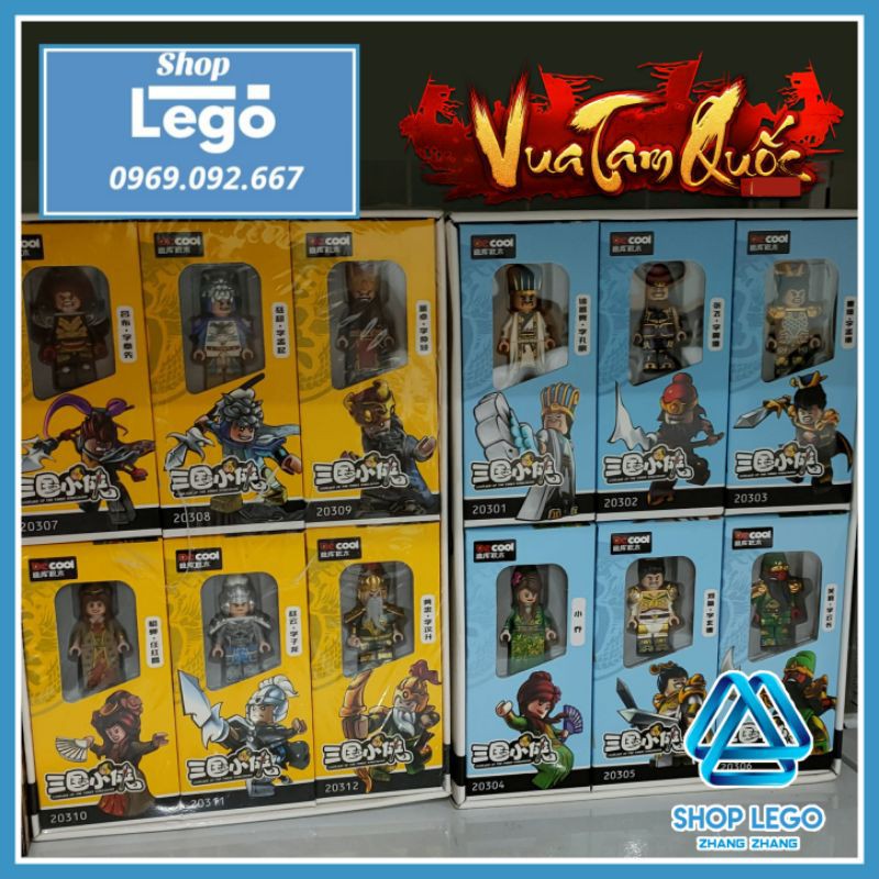 Xếp hình 12 nhân vật Tam Quốc Tào Tháo Quan Vũ Trương Phi Triệu Tử Long Lữ Bố Khổng Minh Lego Minifigures Decool 2030