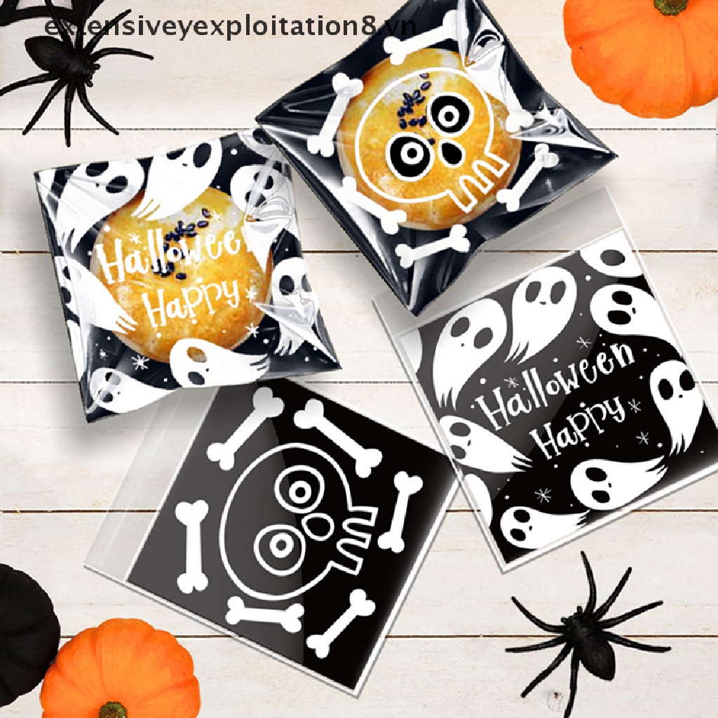 Set 100 Túi Nhựa Đựng Bánh Kẹo Phong Cách Halloween
