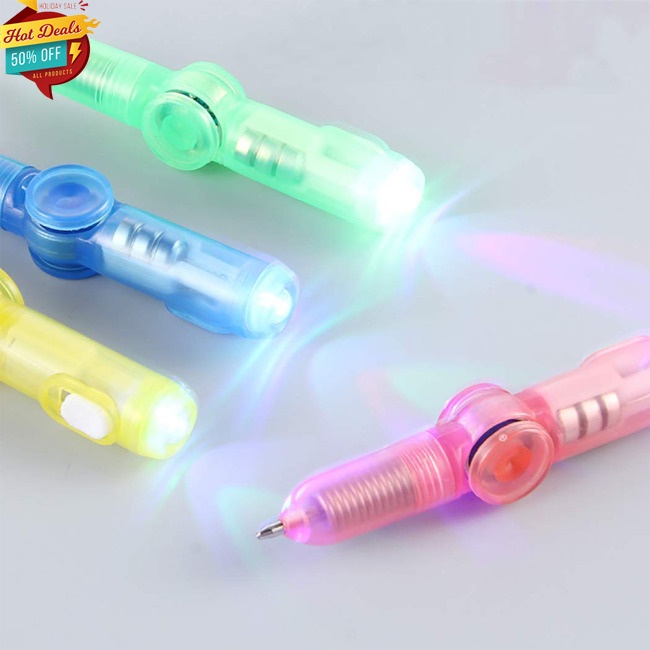 COD LED Colourful Luminous Spinning Pen Rolling Pen Ball Point Pen Learning Office Supplies Random Color