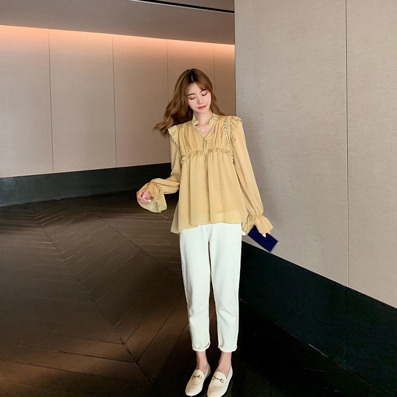 Áo chiffon BH Hàn Quốc dáng rộng dài tay thời trang dành cho nữ 2022