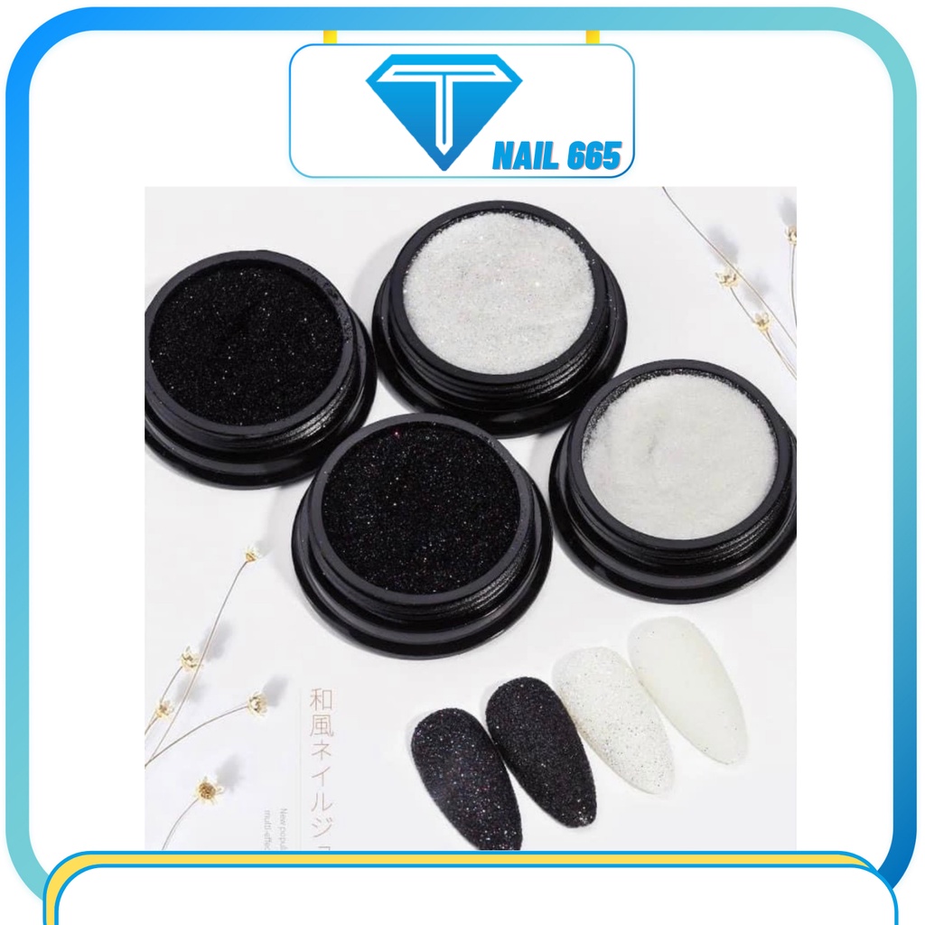 Nhũ rắc móng nail , nhũ rắc nail kim cương mịn đen trắng
