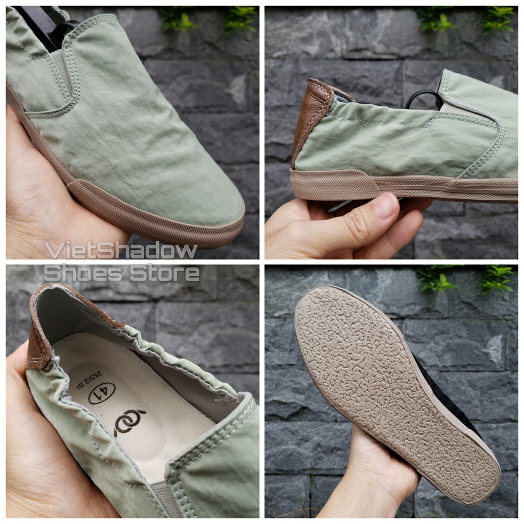 Slip on nam - Giày lười vải nam cao cấp BAODA - Vải polyester chống thấm 3 màu đen, khaki, xanh nhạt - Mã 20043