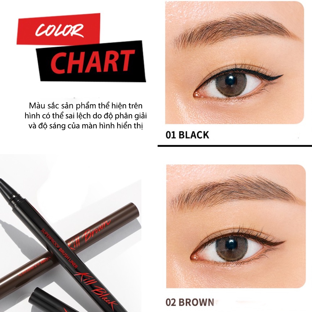 Kẻ mắt nước Clio Superproof Brush Liner 0.55ml - Bút kẻ viền mắt không lem không trôi chống nước