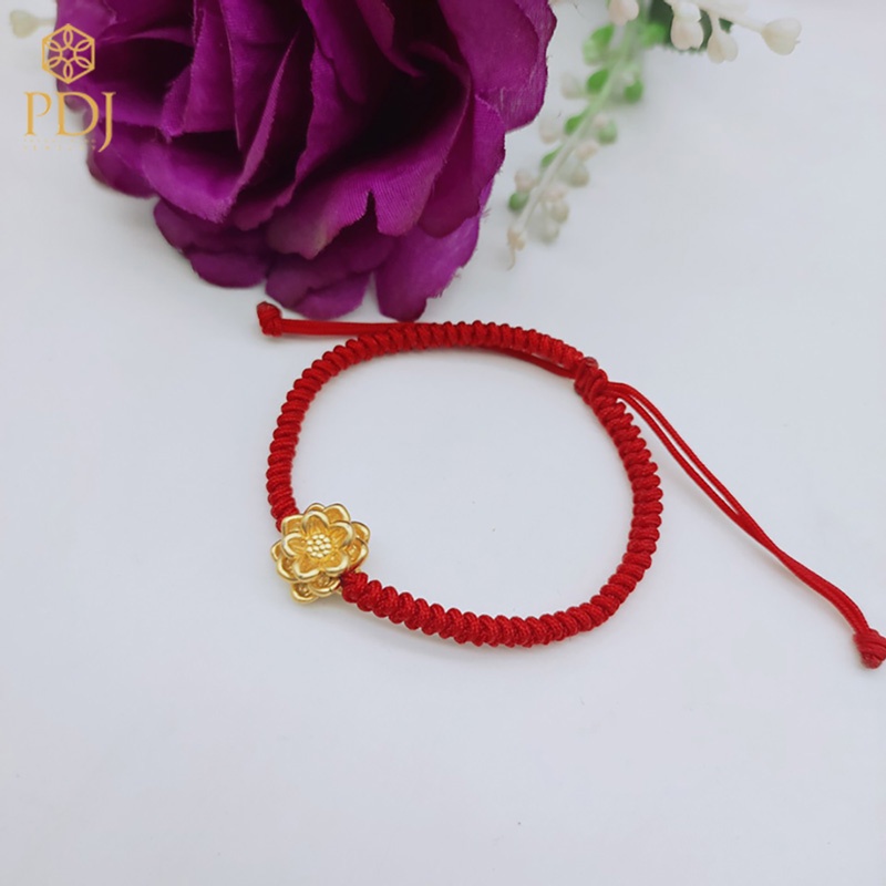 Charm hoa sen bạc si vàng PDJ ( mix với vòng đá phong thủy, vòng tết dây) - Trang sức PDJ