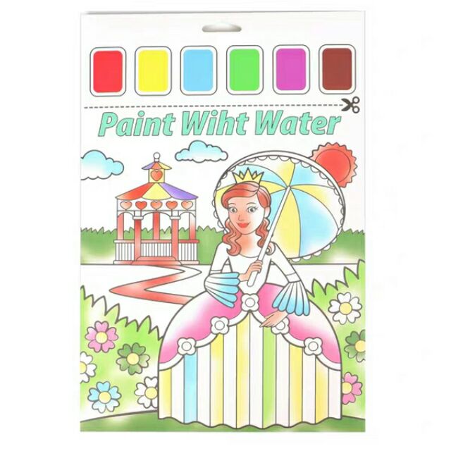 Bộ 6 tranh tô màu cho bé làm quen với màu nước