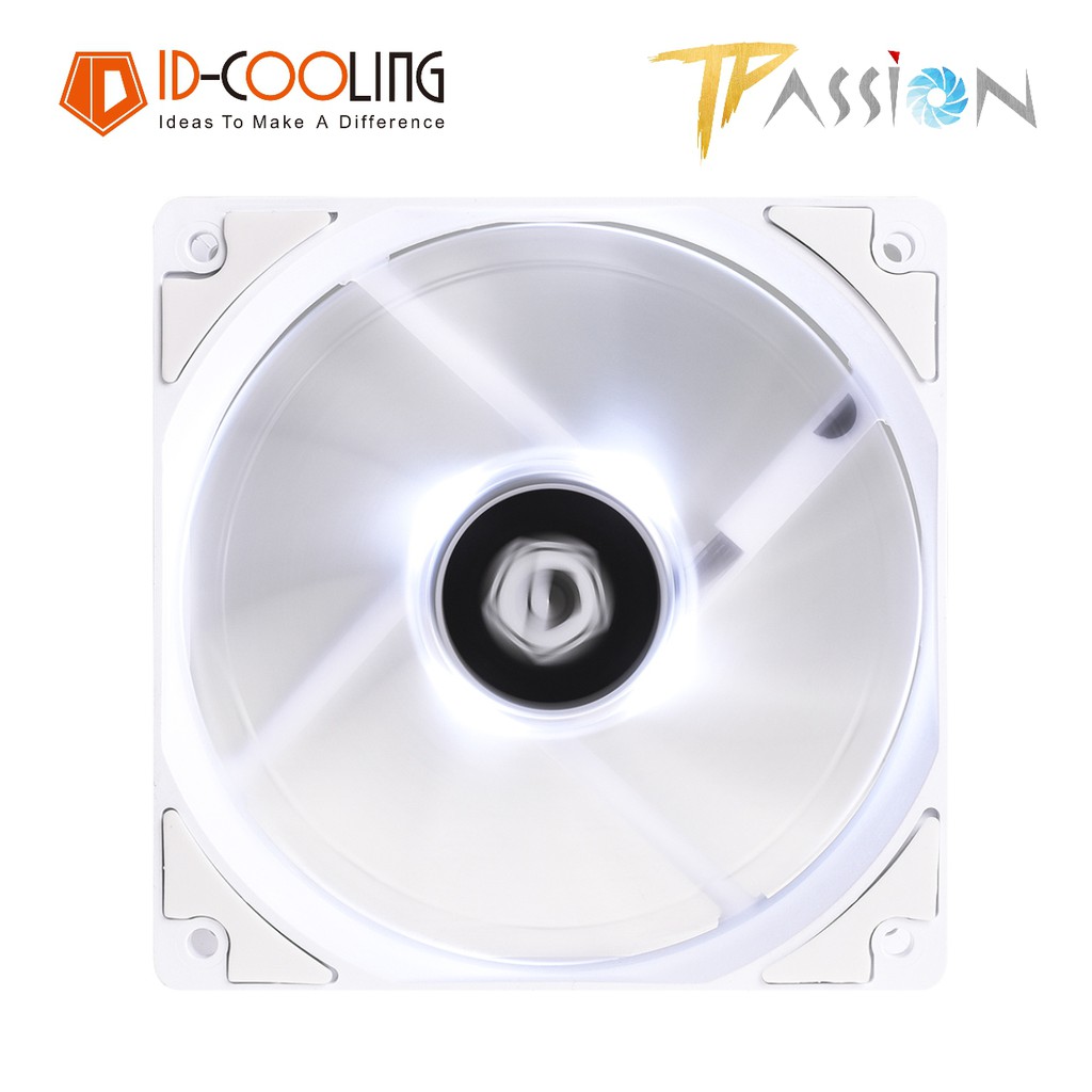 Quạt tản nhiệt Fan case 12cm ID-Cooling XF-12025-SW - Full trắng, LED Trắng dịu, tôc 1800rpm hiệu năng cao, quay êm