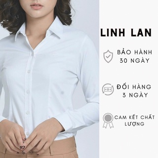 Áo sơ mi nữ công sở màu trắng vải kate ý tay dài