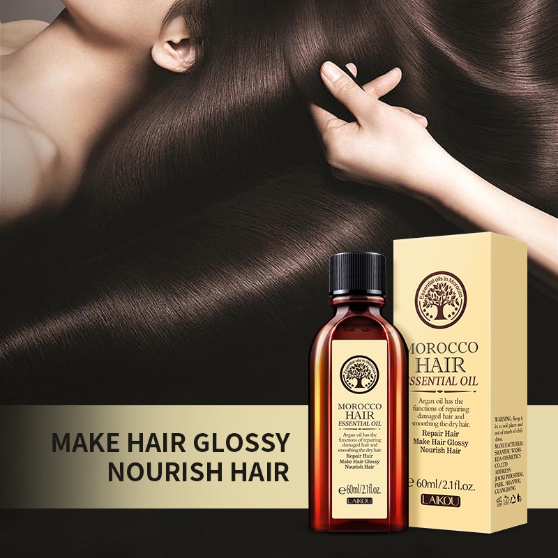 Tinh dầu dưỡng tóc LAIKOU argan ma rốc phục hồi tóc thẳng và xoăn hiệu quả