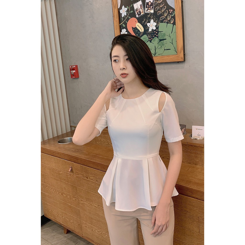 [Mã WABR20AG15 giảm 10% đơn 99K] Áo sơ mi ngắn tay xẻ vai - 20Again