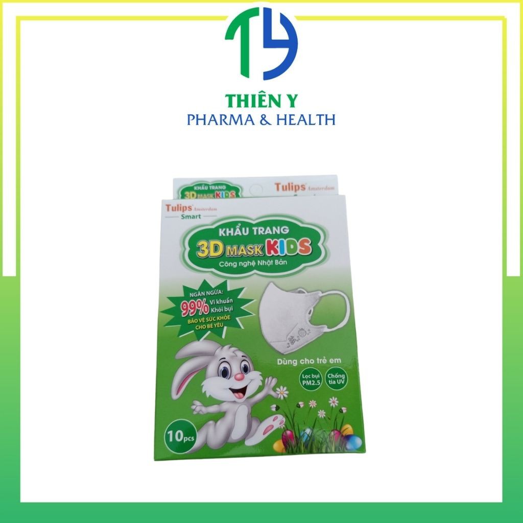 Khẩu trang Y Tế Tulips 3D Mask Kids, Khẩu Trang Trẻ Em, hộp 10 Cái – Thiên Y Pharmacy