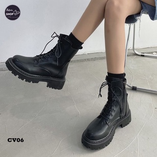 [Hàng Sẵn] [Ảnh Thật] [Freeship] Giày Boots Nữ Cổ Vừa Da Cao Cấp - CV06
