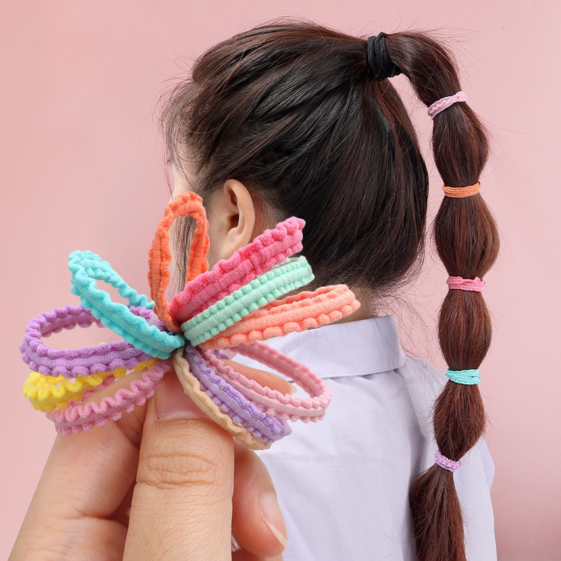 Bộ 5 Dây Buộc Tóc Co Giãn Tốt Màu Sắc Ngọt Ngào Thời Trang Cho Bé Gái