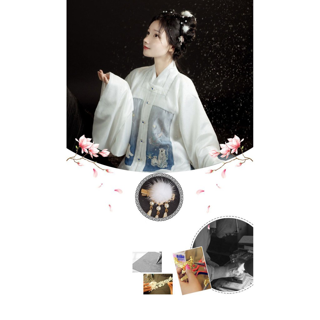 ( 1 chiếc ) Cài tóc kẹp BÔNG TRẮNG BA HẠT phụ kiện phong cách cổ trang xinh xắn dễ thương