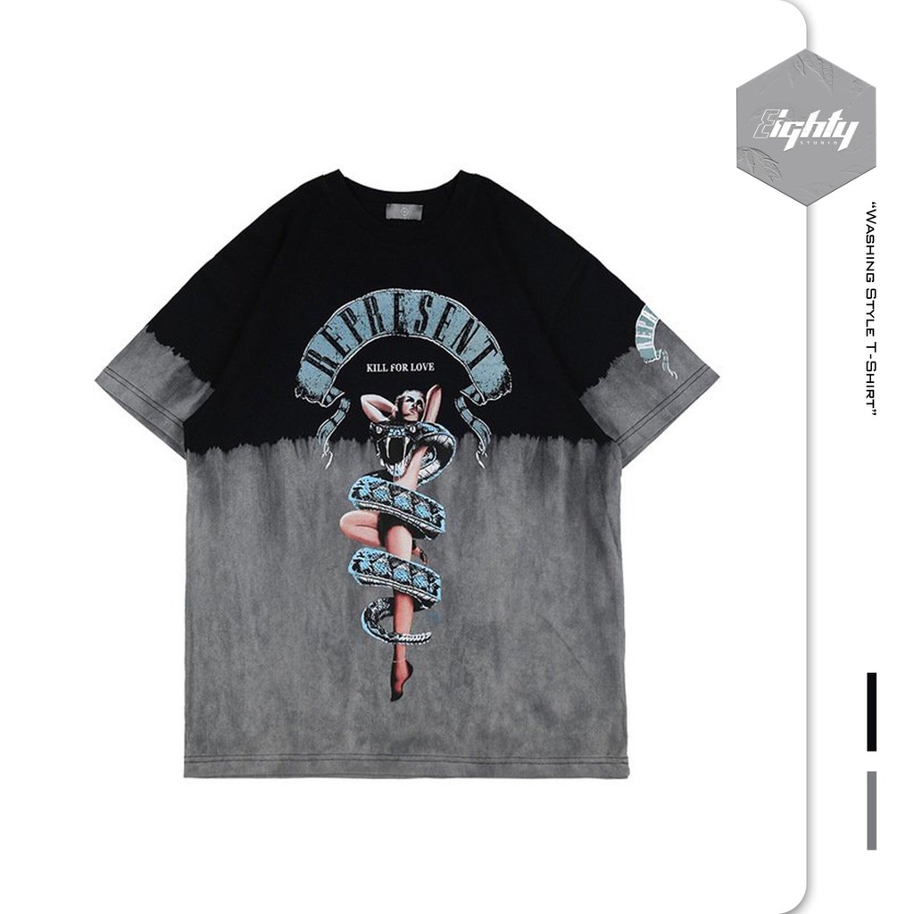 Áo Thun Nam Nữ Cao Cấp, Áo Phông Dáng Rộng Loang In Hình Phong Cách Hàn Quốc REPRESENT by 8IGHTY STUDIO 2021 | BigBuy360 - bigbuy360.vn