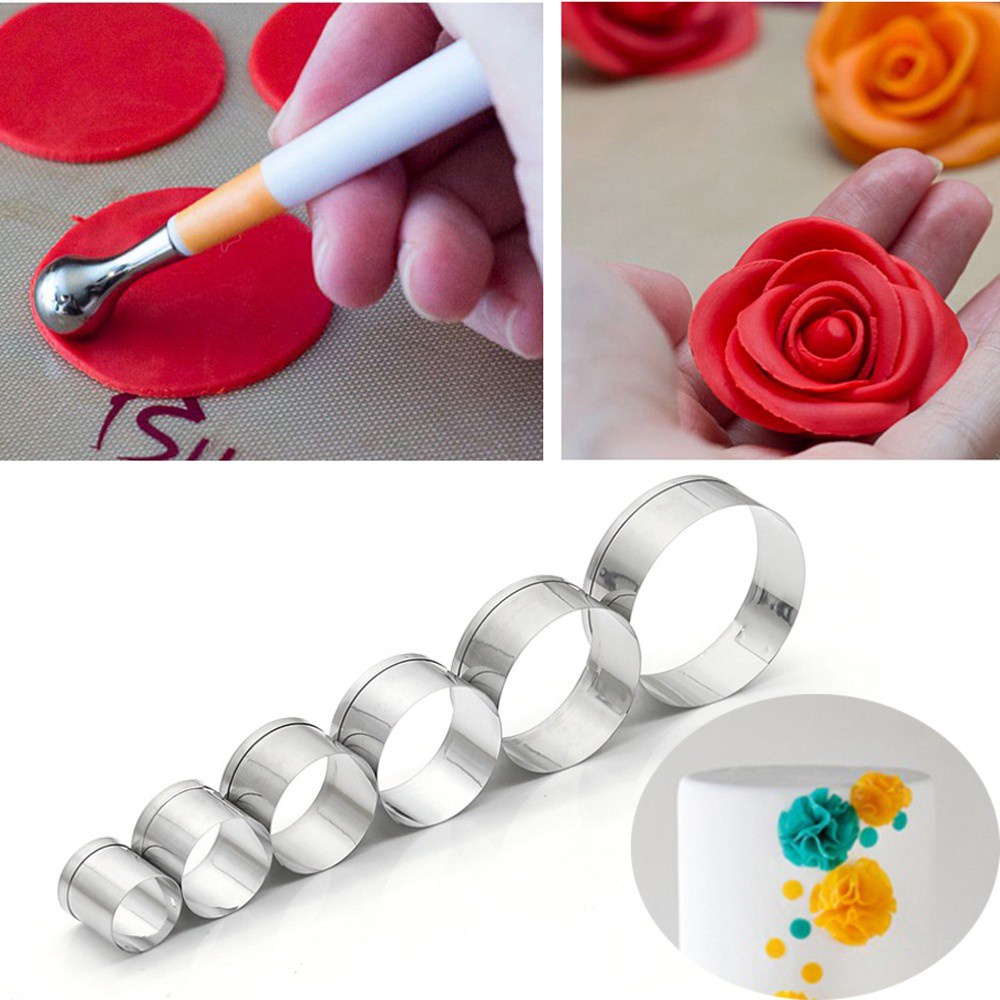 CONOPERY Bộ 6 Khuôn Cắt Bánh Quy Hình Tròn Bằng Thép Không Gỉ Diy