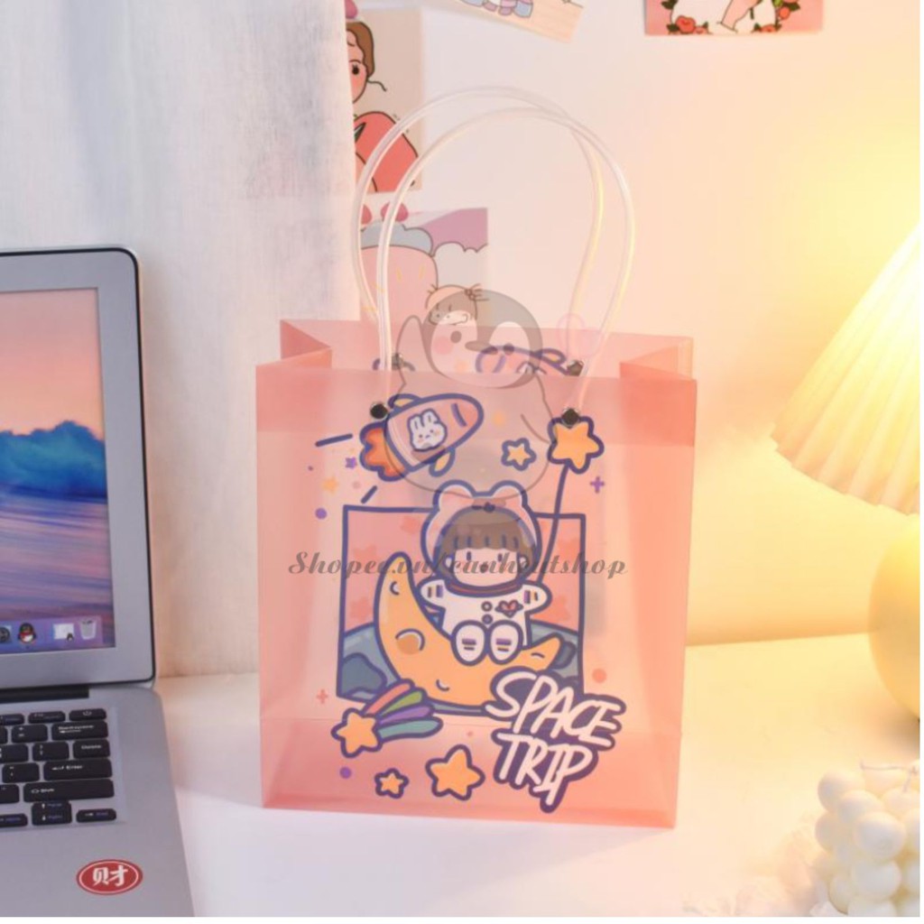 Túi nhựa trong suốt  hoạt hình quà tặng sinh nhật họa tiết cute dễ thương mỹ phẩm sác
