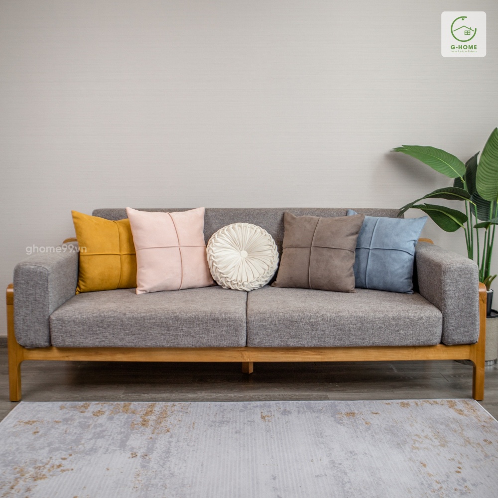 Vỏ gối suede cao cấp Ghome, vỏ gối vuông da lộn, đệm gối sofa trơn màu mềm mại sang trọng VG21M2