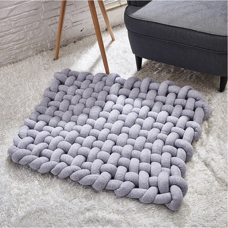 thảm nằm cho bé, thảm décor phòng bé vintage giả đan len mềm mịn (hàng order)