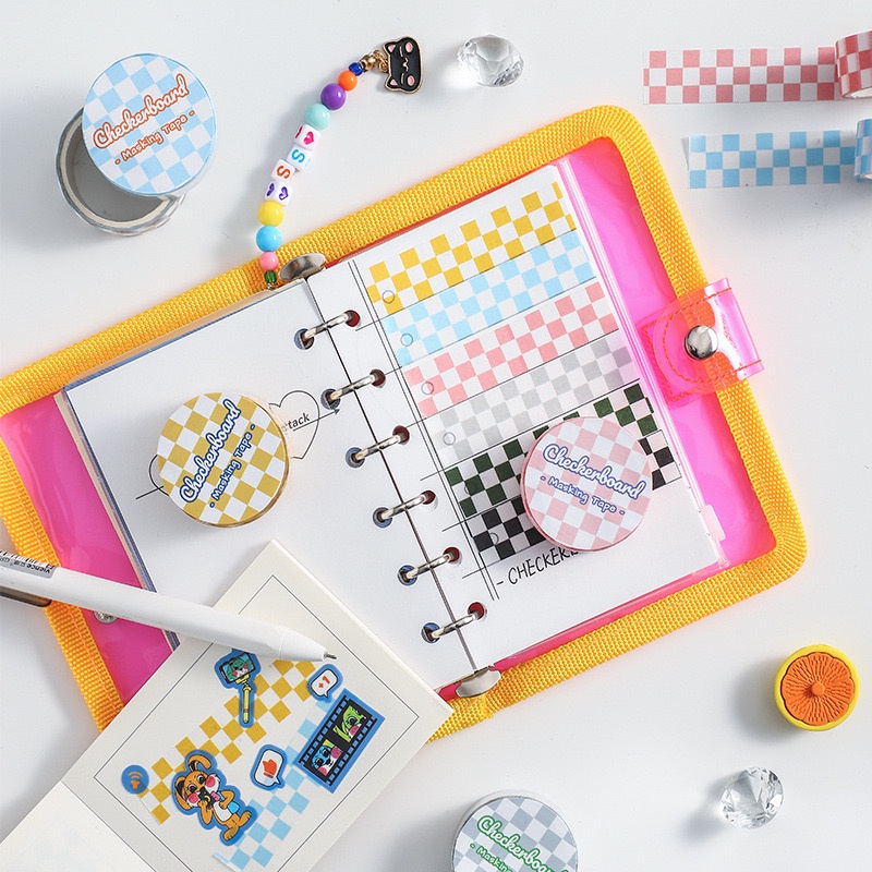 Checkerboard masking tape, washi tape caro hoạ tiết bàn cờ hot trend