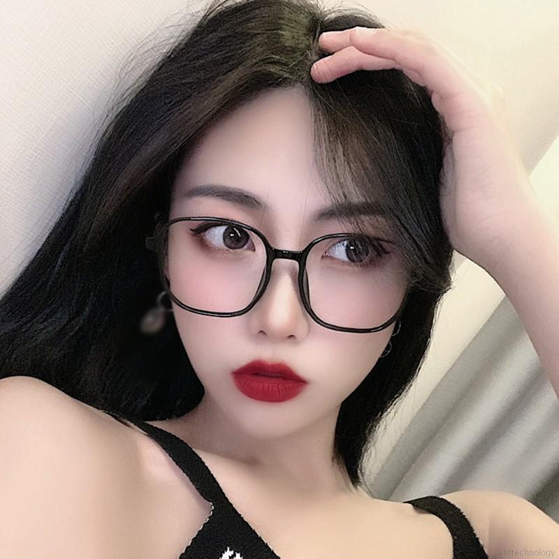 Korean Style Women Retro Net Red Trend Irregular Frame Transparent Flat Mirror Eyewear