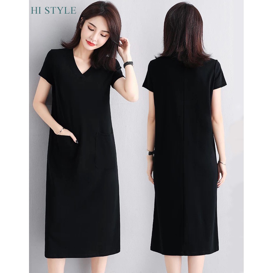 Váy Suông Nữ trơn đầm ngắn tay Nữ HI STYLE 2021 chất liệu cotton  đẹp có Size lớn to phù hợp với cả bà bầu