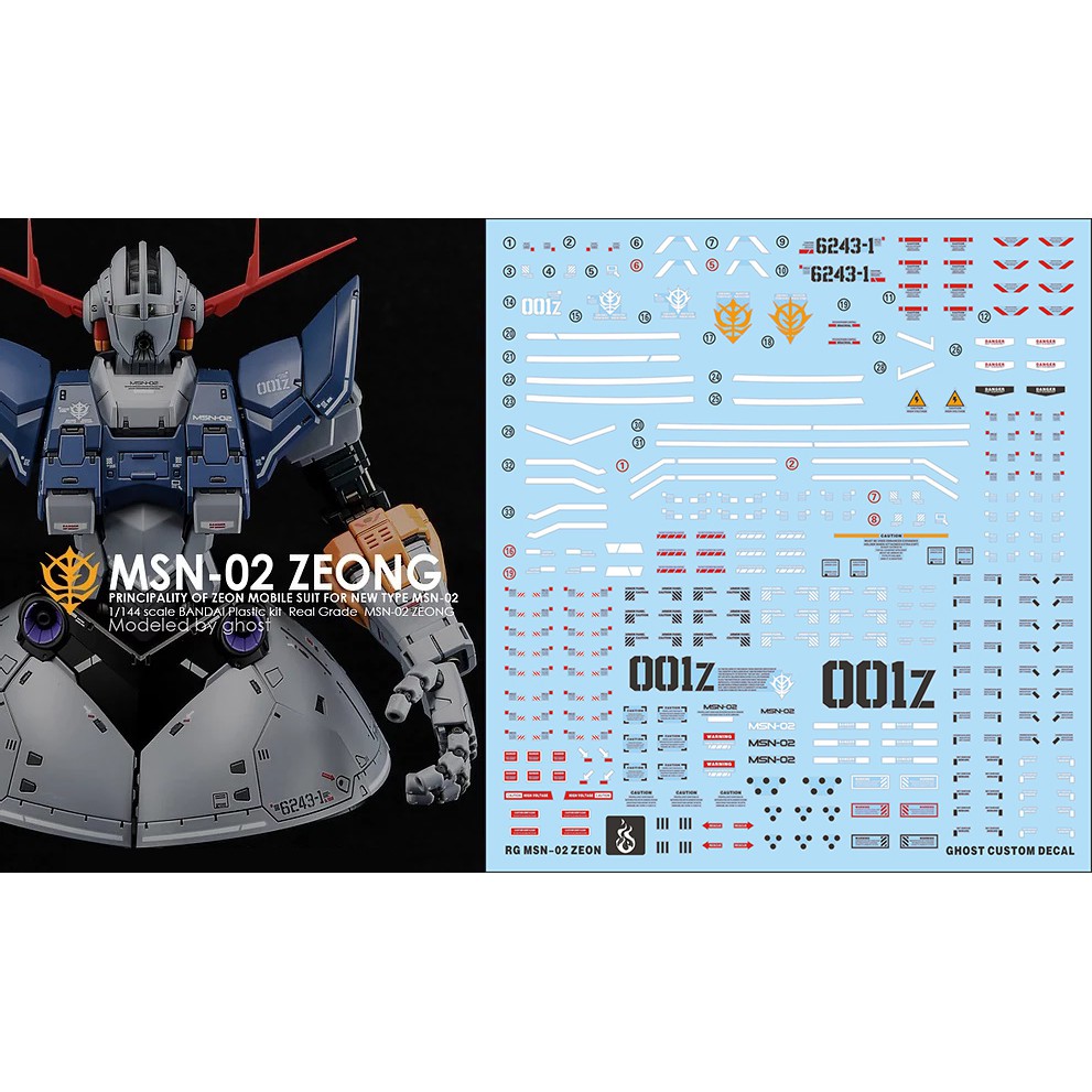 Decal nước dán mô hình RG 1/144 Zeong MSN-02 EVO UV các loại - Water sticker