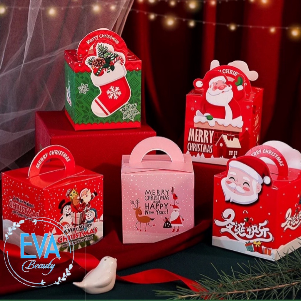 Combo 15 Hộp Đựng Quà Giáng Sinh Hoạ Tiết Noel Ấm Áp Gồm 3 Mẫu Khác Nhau M3537