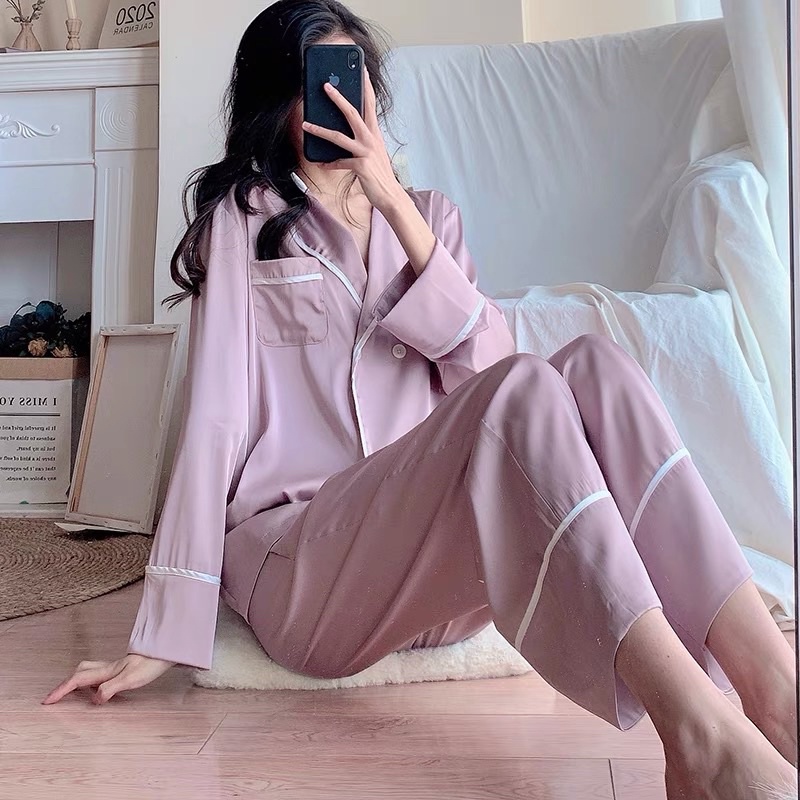 Bộ ngủ lụa Pizama cao cấp, bộ mặc nhà xinh sang chảnh ⚡️Free Ship⚡️