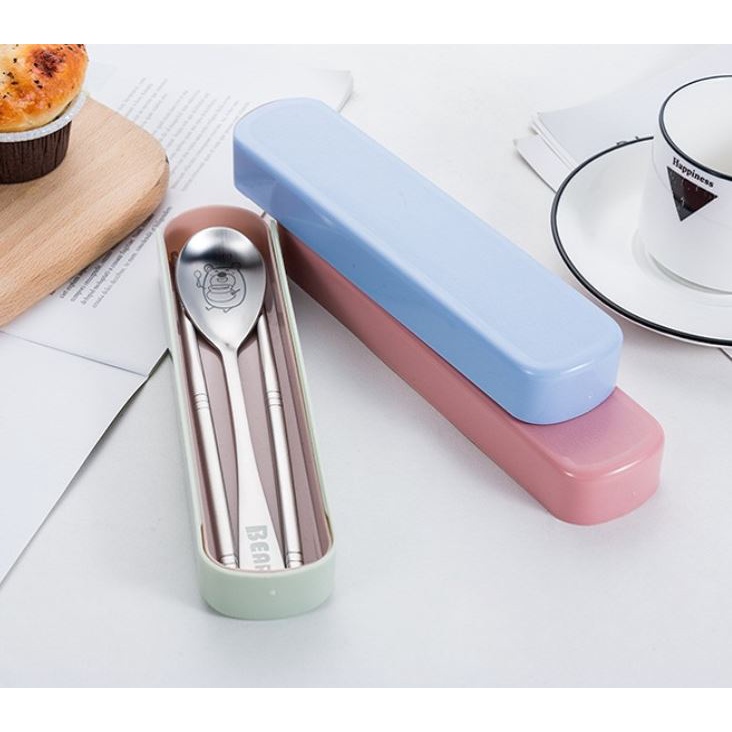 [Gấu Bear] Bộ thìa đũa hình gấu Bear - inox 304 sáng bóng dày dặn