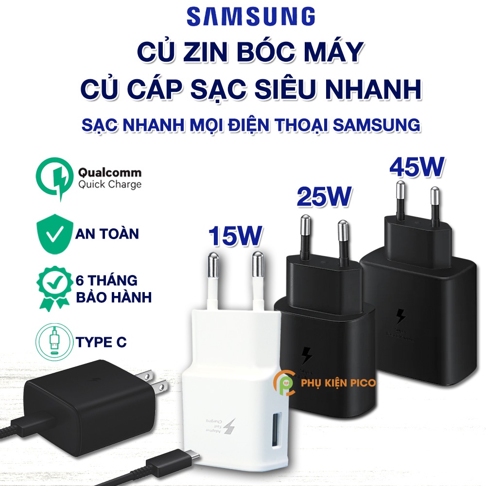 Củ Sạc Nhanh Samsung 25W 45W 65W 15W Galaxy S23 Ultra / S22 Plus / S21 /Note 8 / 9/ Note 10/ S20 - Cáp sạc nhanh TypeC