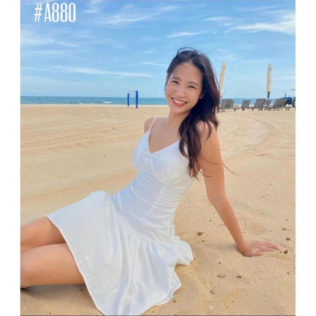 Đầm dự tiệc hai dây trắng tinh khiết kèm ảnh thật | BigBuy360 - bigbuy360.vn