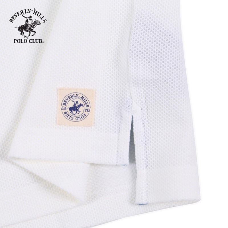 Áo polo ngắn tay Nam Beverly Hills Polo Club Regularfit 100% cotton Trắng PMRSS20TL055