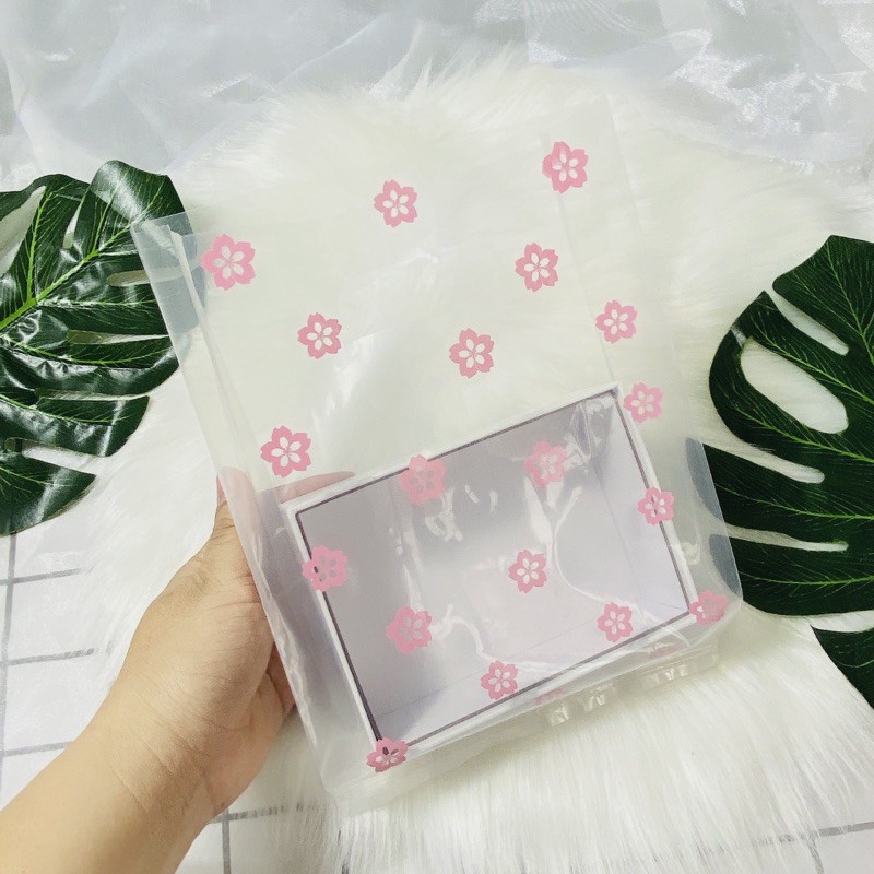 50 Bọc trong nhỏ có in hoa đào size mini 15 x 23 cm đựng nước hoa, đựng son, đựng mỹ phẩm mini siêu xinh