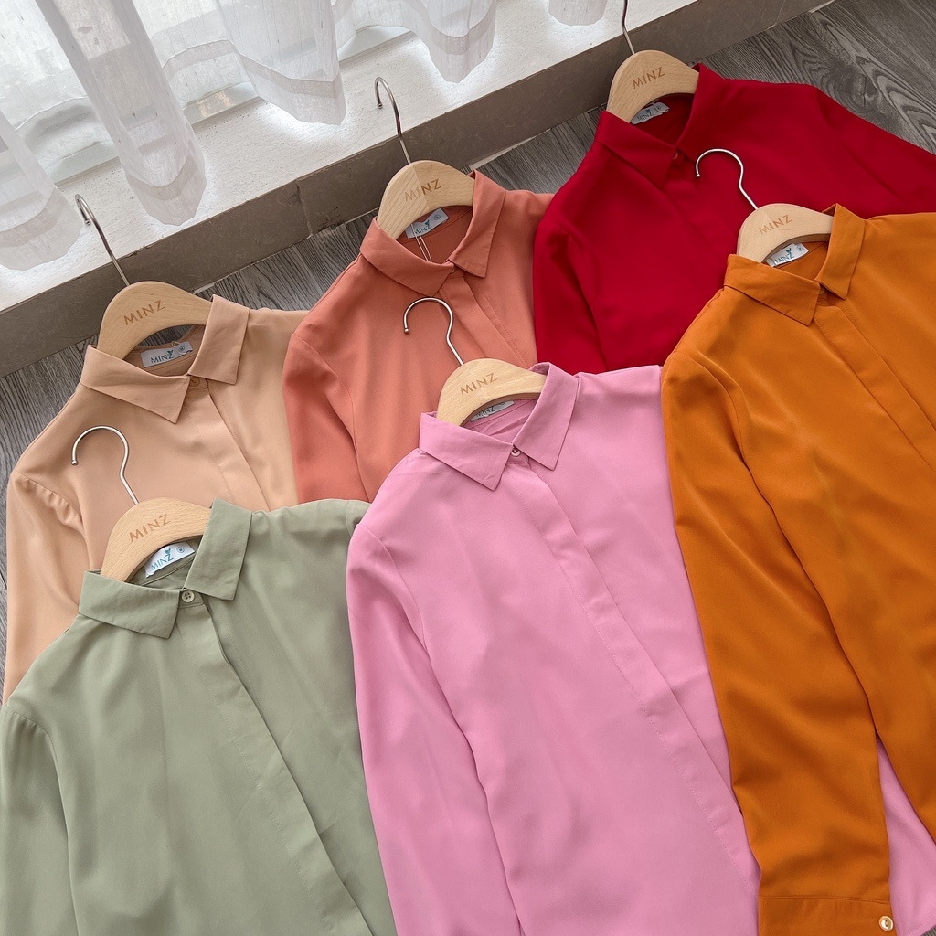 Áo Sơ Mi Công Sở Nữ Dài Tay Minz Store, Thiết Kế Basic Nhiều Màu Hàn Quốc