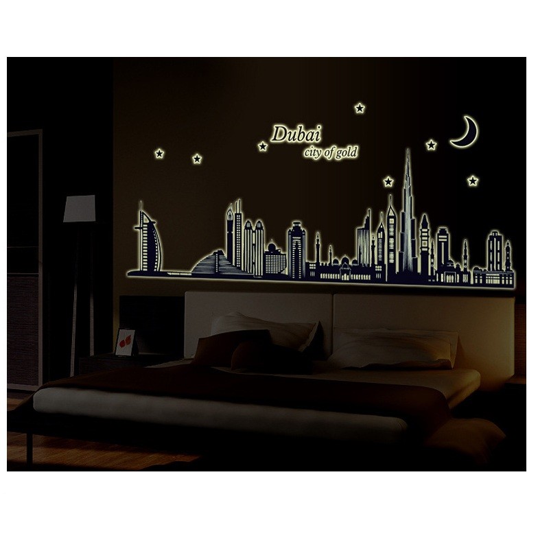 Decal dán tường Dạ quang ⚡ FREESHIP ⚡ Dubai dán trang trí phòng ngủ, phòng khách tại HCM