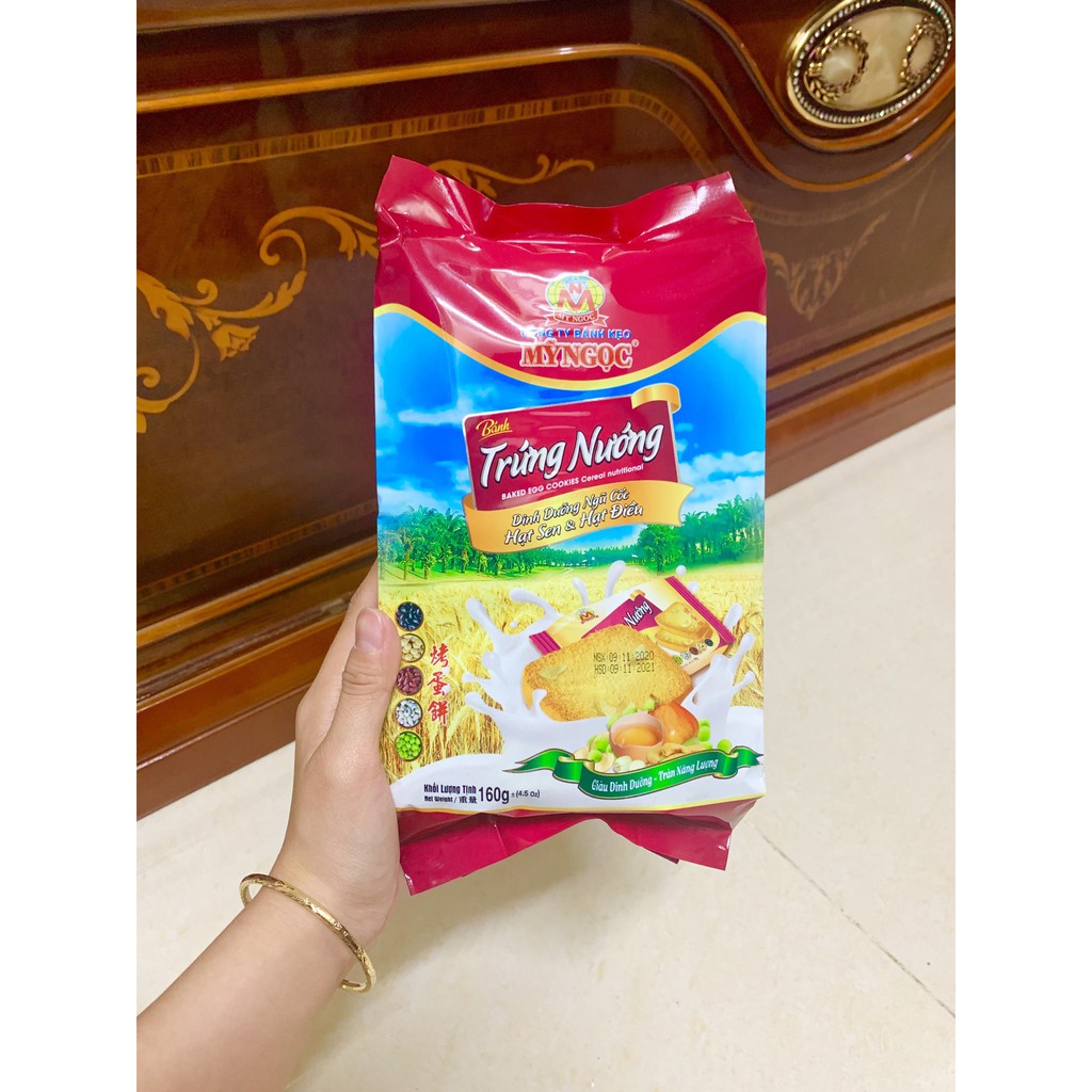 Mỹ Ngọc _ 160g Bánh trứng nướng DINH DƯỠNG Hạt điều sữa tươi - Cereal baked egg cake with Cashew nut 160g