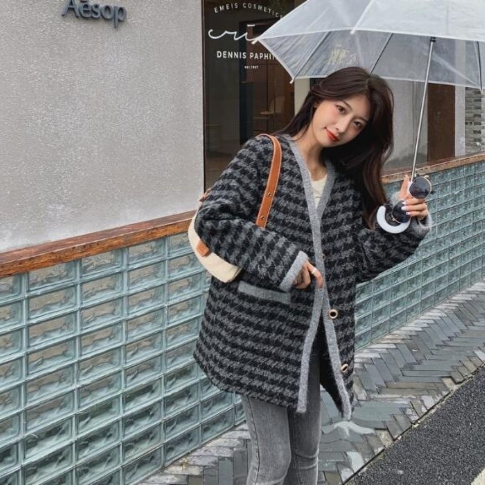 Áo khoác cardigan dáng rộng dày dặn thời trang thu đông dành cho nữ