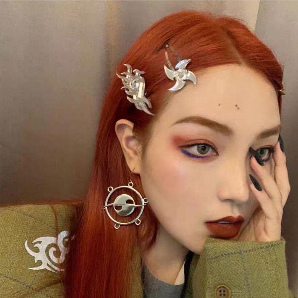 Kẹp Tóc Kim Loại Acrylic Hình Ngọn Lửa KENT1 Phong Cách Harajuku Đường Phố