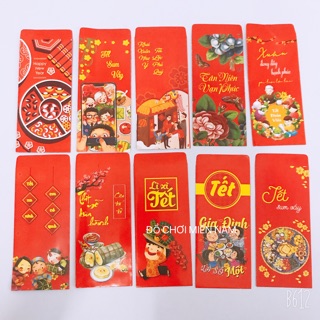 [Nhiều mẫu][Giấy xịn] 1 xấp 10 bao lỳ xì nhiều mẫu tết 2020 năm sửa trâu chuc mung năm mới lì xì 
