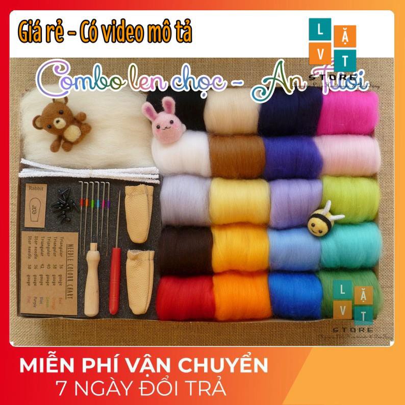 [21 Màu Len] Combo Len Chọc An Tươi- Combo Needle Felting cho người mới bắt đầu